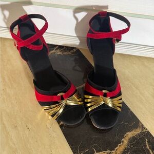 Elegant Red and Gold Women's Sandals